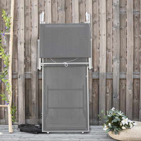 Lettino Prendisole LUXURIOUS Parasole Alluminio Schienale Reclinabile 180X60X40