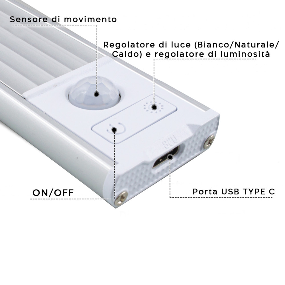 Striscia LED Magnetica Luce Intelligente 20cm...