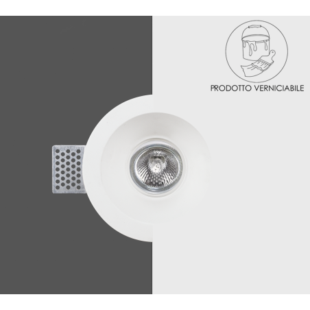 Portafaretto Gesso a Scomparsa GS-5007 Rotondo Bianco ad Incasso Attacco GU10