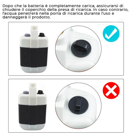 Soffione Doccia Portatile Ricaricabile Tubo Flessibile da Campeggio e Giardino
