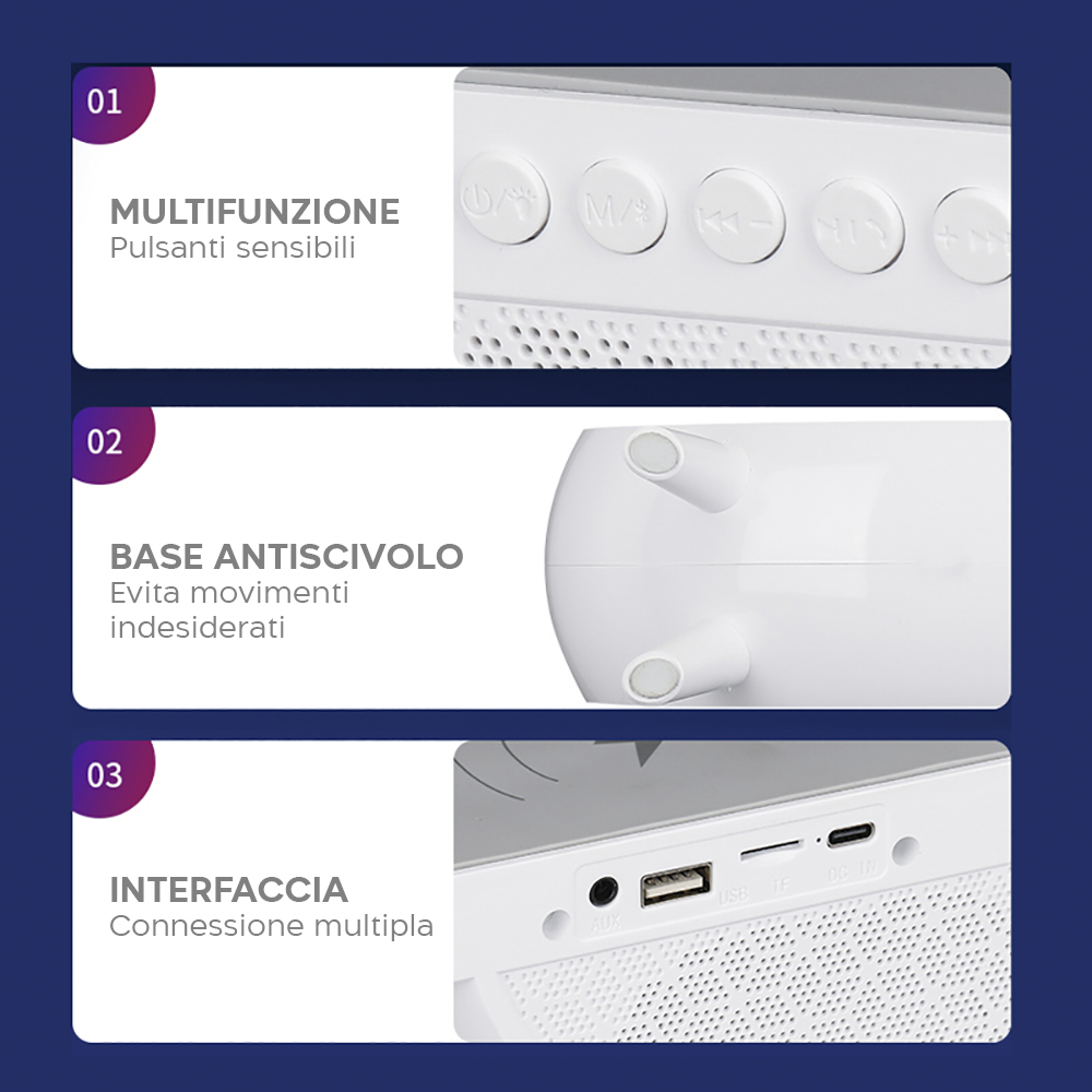 Lampada Ricarica Wireless LED Bluetooth 5.0 per...