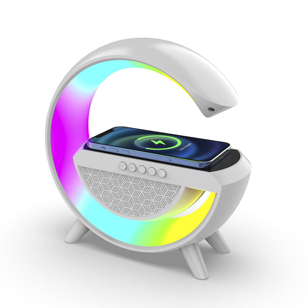 Lampada Ricarica Wireless LED Bluetooth 5.0 per Smartphone con Radio AUX USB TF
