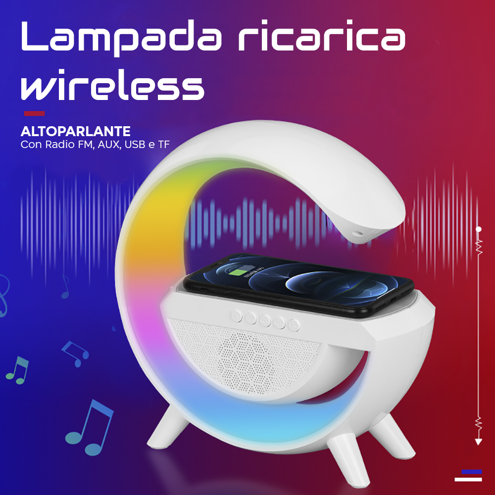 Lampada Ricarica Wireless LED Bluetooth 5.0 per...