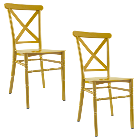 Set 2 Sedie Sidney Senape in Polipropilene Vintage Ideale per Catering ed Eventi