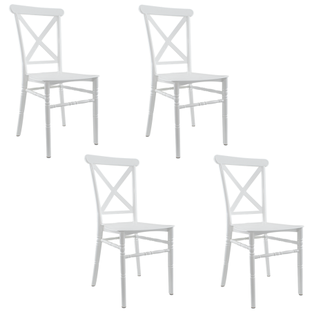Set 4 Sedie Sidney Bianche Polipropilene Vintage Ideale per Catering ed Eventi