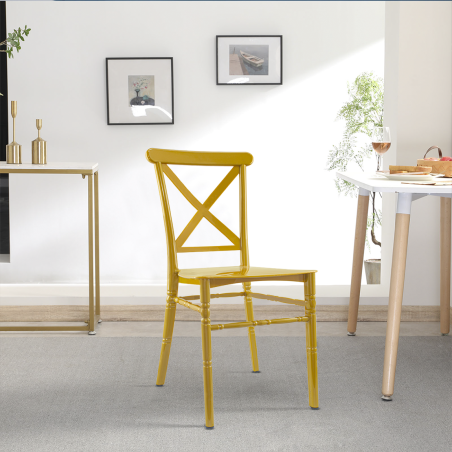 Set 4 Sedie Sidney Senape in Polipropilene Vintage Ideale per Catering ed Eventi