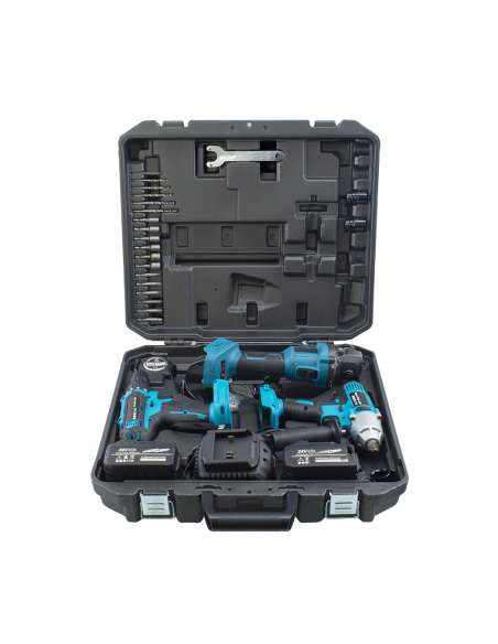 Kit 3pz ROYALWAVE Trapano Avvitatore Smerigliatrice a Batteria con Valigetta
