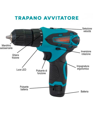 Trapano e Avvitatore a Batteria 18V ROYALWAVE...
