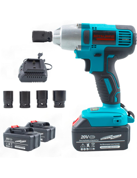 Pistola Avvitatore Svitabulloni ROYALWAVE POB280 20V Portatile a Batteria e LED