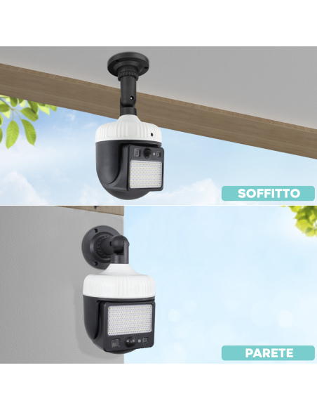 Lampada Solare Ricaricabile Pannello Solare Sensore di Movimento e Telecomando