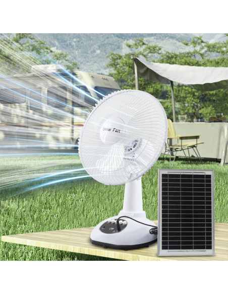 Ventilatore Portatile con Ricarica Solare Luce di Emergenza Ideale per Campeggio