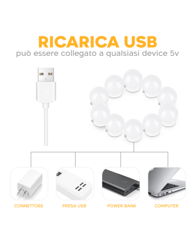 Set 10 Lampadine LED per Specchio Toeletta Luci...