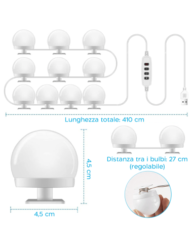 Set 10 Lampadine LED per Specchio Toeletta Luci...