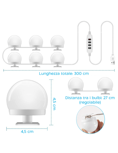 Set 6 Lampadine LED per Specchio Toeletta Luci...