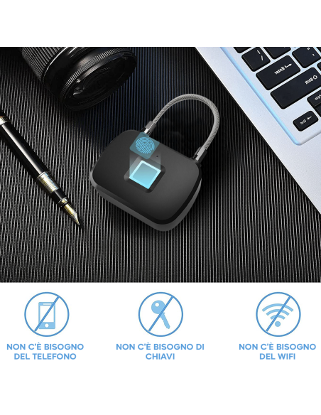 Lucchetto con Impronta Digitale del Pollice Serratura in Metallo a Batteria