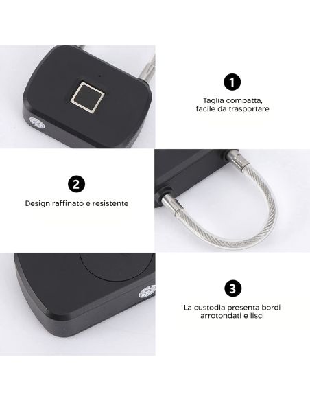 Lucchetto con Impronta Digitale del Pollice Serratura in Metallo a Batteria