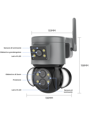 Telecamera WiFi Zoom 10X da Esterno 4K HD con...