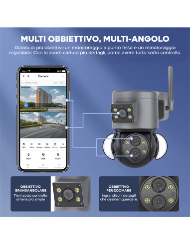 Telecamera WiFi Zoom 10X da Esterno 4K HD con...