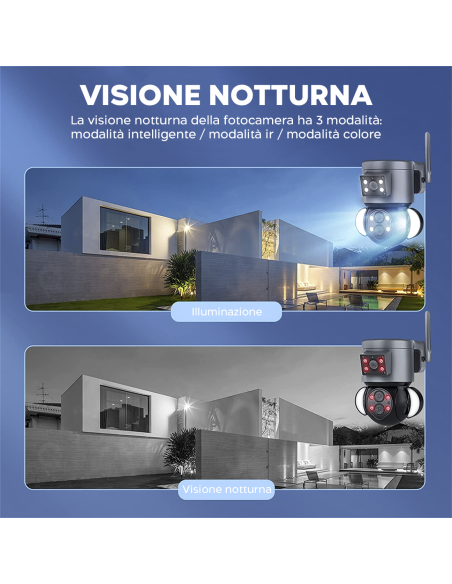 Telecamera WiFi Zoom 10X da Esterno 4K HD con Grandangolo e Doppio Obbiettivo