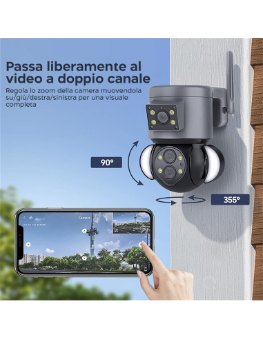 Telecamera WiFi Zoom 10X da Esterno 4K HD con...