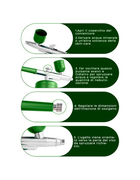 Aerografo Skincare Ossigenoterapia Spray Viso e Corpo Nebulizzatore Ricaricabile