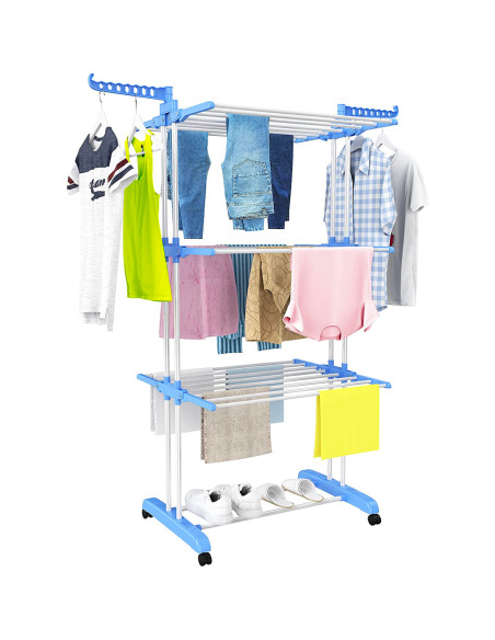 Stendibiancheria 3 Piani Stendino Verticale Chiusura Salvaspazio 172x47x62 cm