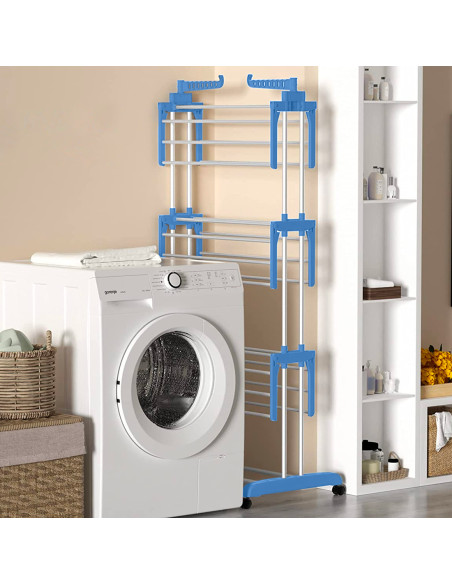 Stendibiancheria 3 Piani Stendino Verticale Chiusura Salvaspazio 172x47x62 cm