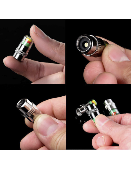 Kit 4 misuratori di pressione ruote con indicatore led universale 2,4 bar 36 PSI
