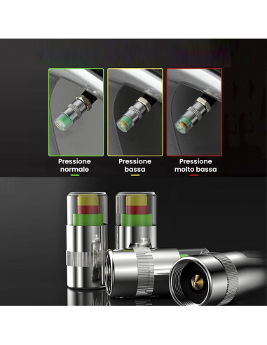 Kit 4 misuratori di pressione ruote con...