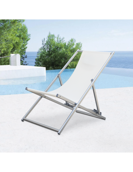 Sedia sdraio pieghevole Soverato 5 Posizioni Struttura in Alluminio e Textilene