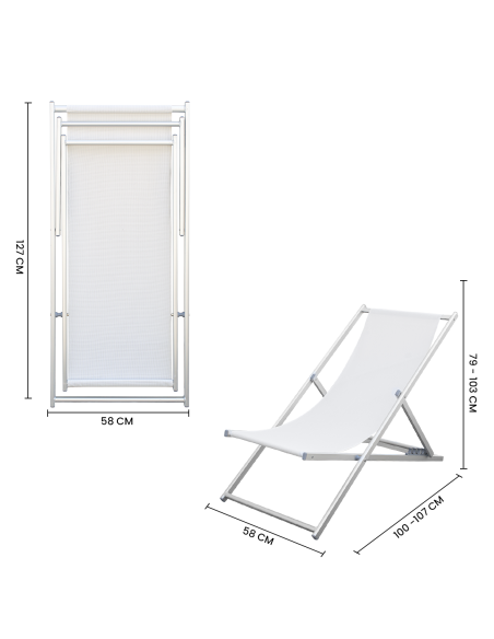 Sedia sdraio pieghevole Soverato 5 Posizioni Struttura in Alluminio e Textilene