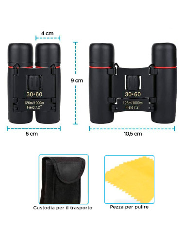 Binocolo 30x60 Compatto Richiudibile Portatile...