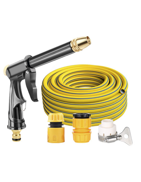 Tubo da Giardino in Plastica 5mt con Pistola Multifunzione Connettori e Ugello