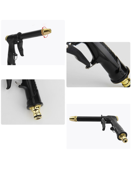 Tubo da Giardino in Plastica 5mt con Pistola Multifunzione Connettori e Ugello