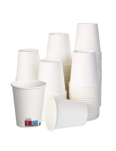 Image of Pack 50 Bicchieri di Carta 180ml Biodegradabili Compostabili Monouso per Acqua