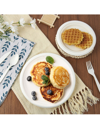 Pack 60 Piatti Piani Carta 23cm Biodegradabili...