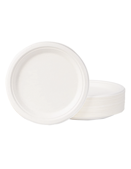 Pack 60 Piatti Piani Carta 23cm Biodegradabili Monouso Ecologici Compostabili