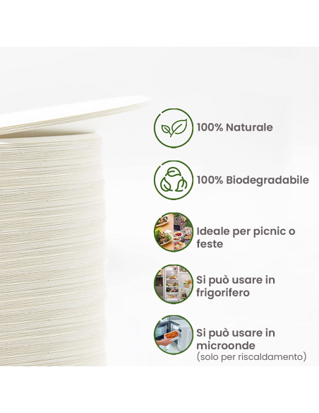 Pack 400 Piatti Piani Carta 23cm Biodegradabili Monouso Ecologici Compostabili
