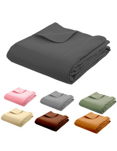 Copriletto Matrimoniale Primavera Estate Tinta Unita...