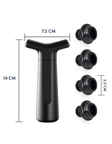 Pompa Salva Vino per Bottiglie con 4 Tappi...