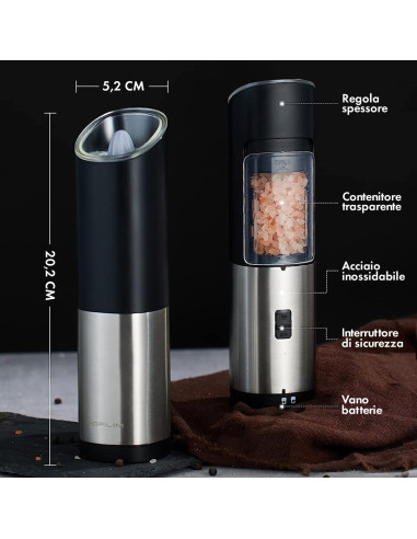 Macinino Elettrico a Batteria per Sale e Pepe...