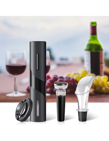 Apribottiglie Elettrico a Batterie Cavatappi Automatico Set Vino con Versatore