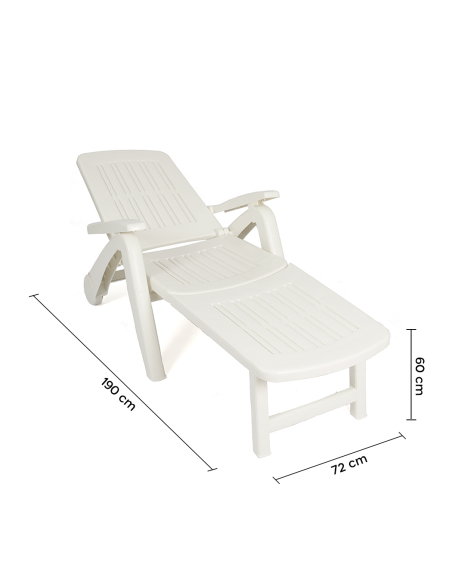 Lettino Prendisole Cancun Sdraio con Ruote in Polyrattan Pieghevole 72x190x60cm