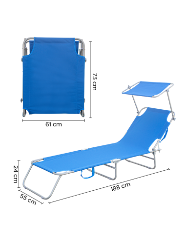 Lettino Prendisole Pieghevole 2309P Acciaio...