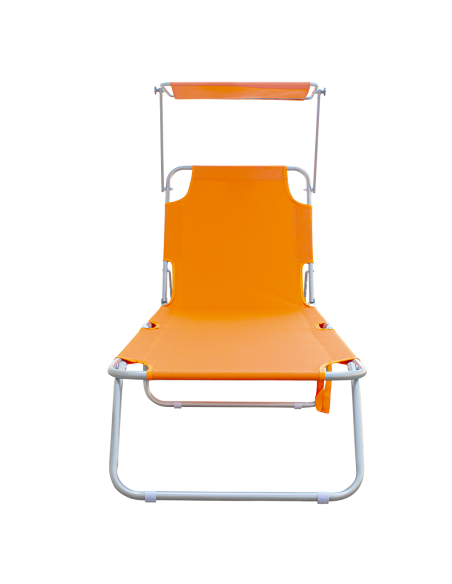 Lettino Prendisole Pieghevole 2309P Acciaio Schienale Reclinabile con Parasole