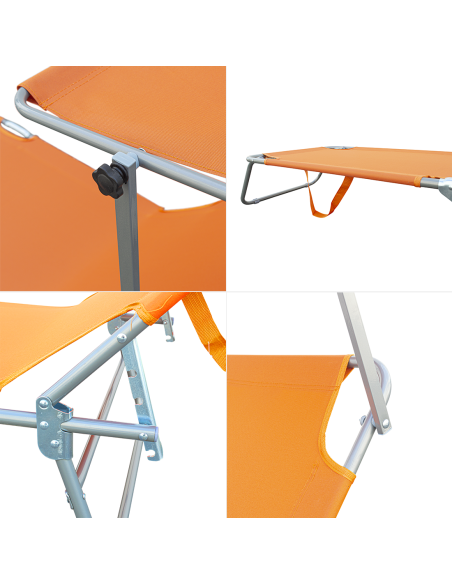 Lettino Prendisole Pieghevole 2309P Acciaio Schienale Reclinabile con Parasole