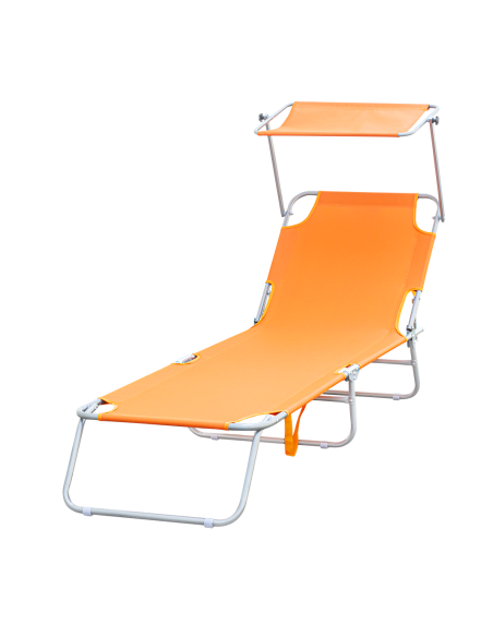 Lettino Prendisole Pieghevole 2309P Acciaio Schienale Reclinabile con Parasole