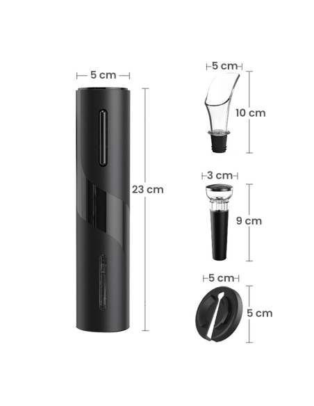 Apribottiglie Elettrico a Batterie Cavatappi Automatico Set Vino con Versatore