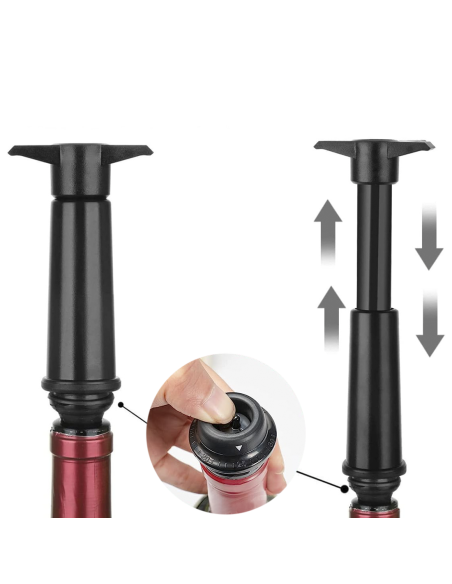 Pompa Salva Vino per Bottiglie con 4 Tappi Sottovuoto in Silicone Diametro 19mm