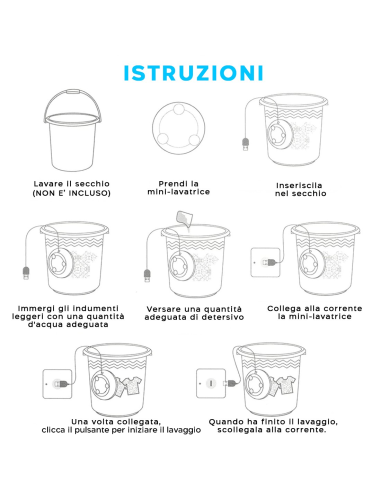 Mini Lavatrice da Viaggio Rondella Rotante...